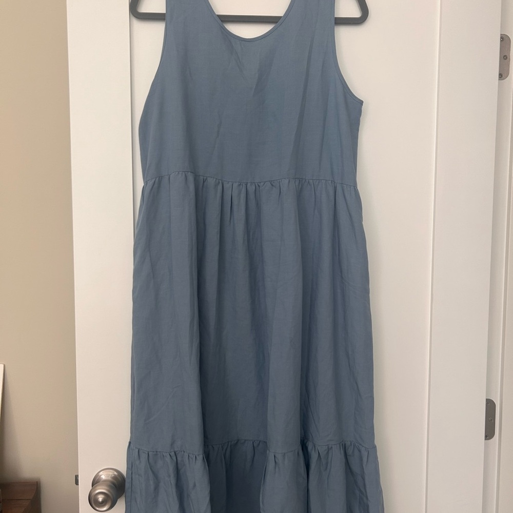 Tradlands Birdie - Blue Sleeveless Tiered Dress